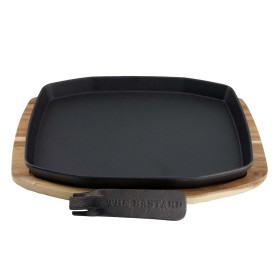 Plat en fonte 24x32 cm avec sa planche en bois - The Bastard