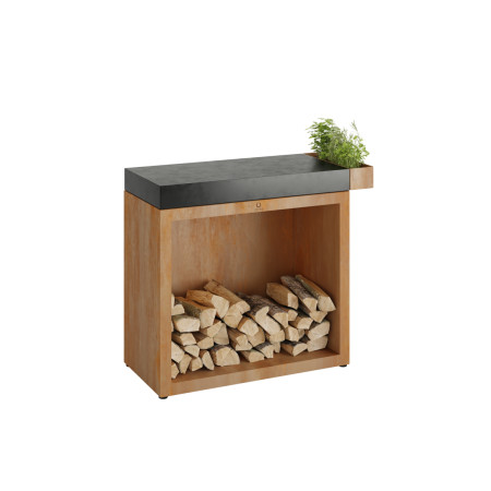 Block Butcher Storage 90 corten avec plan de travail céramique Ofyr