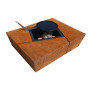 Brasero lounge en acier corten avec plancha