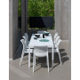 Table Rio 140 bianco et fauteuils Net sur la terrasse