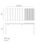 Dimensions de la table Rio 140 Extensible