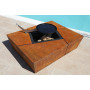 Brasero lounge en acier corten avec plancha
