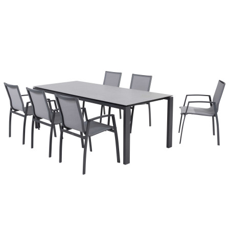 Ensemble Table Heritage céramique 220 x 95 cm + 6 chaises Torino