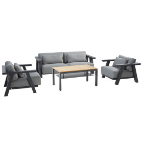 Ensemble salon Iconic - Anthracite - y compris table basse Forza 4 Seasons Outdoor