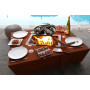 Brasero lounge en acier corten avec plancha