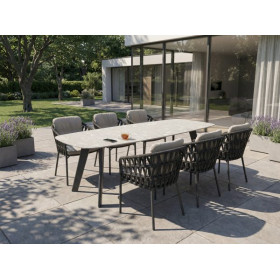 Ensemble Table Montana céramique 240 x 103 cm + 6 chaises Albareto