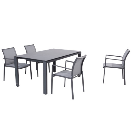 Ensemble Table Goa 160 x 95 cm + 4 chaises Melbourne
