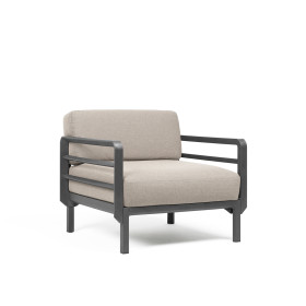 Fauteuil NARDI Maximo, structure Basalto, coussins Sunbrella Perla
