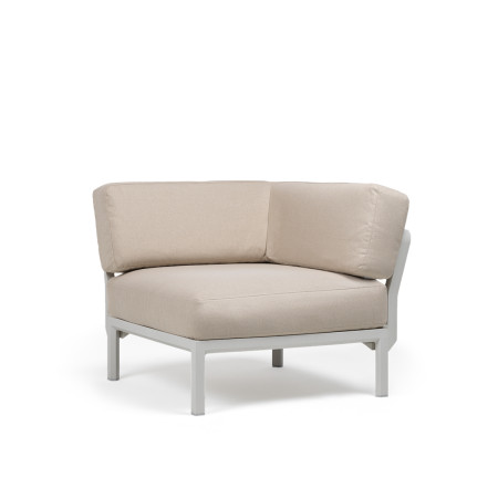 Élément d’angle NARDI Maximo, structure Gesso, coussins Sunbrella Perla