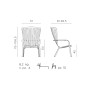 Dimensions du fauteuil NARDI Folio : 72 x 81/92,5 x H 113/106,5 cm