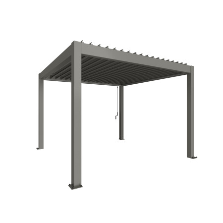 Pergola Biohort 3,5 x 3,5, vue de trois quarts sur fond blanc
