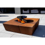 Brasero lounge en acier corten avec plancha