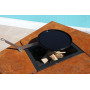 Brasero lounge en acier corten avec plancha