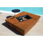 Brasero lounge en acier corten avec plancha