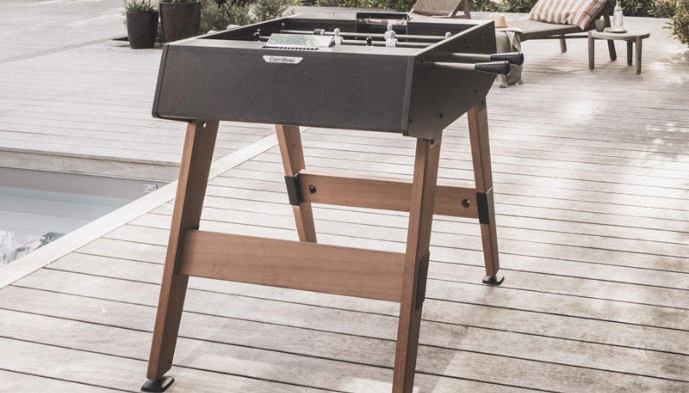 Baby-foot Origin Duo Outdoor noir Cornilleau sur une terrasse