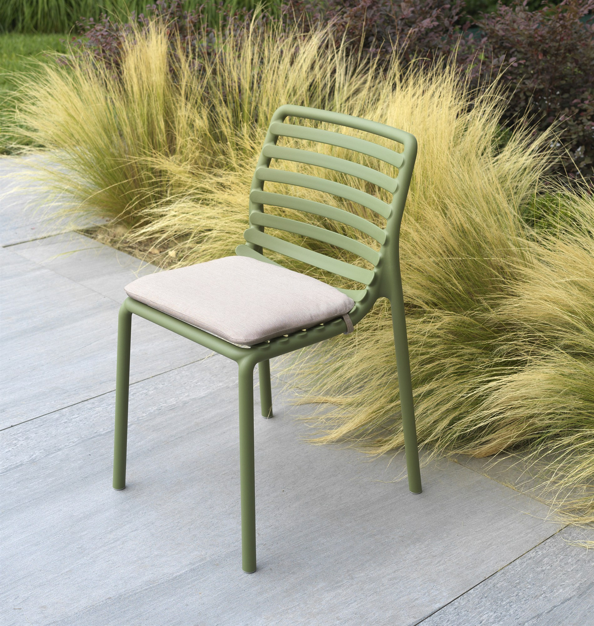 Chaise Doga Bistrot agave avec coussin lino